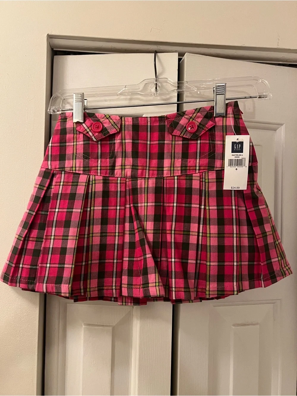 GAP Hot Pink Plaid Pleated Mini Skirt